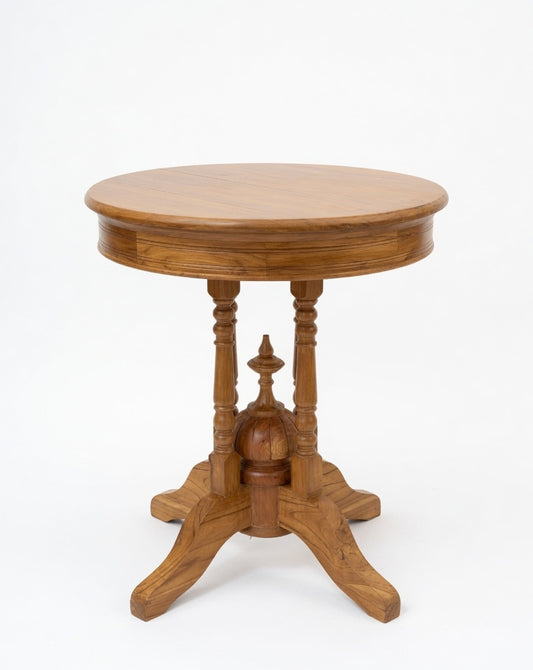 Elegant Round Wooden Pedestal Side Table