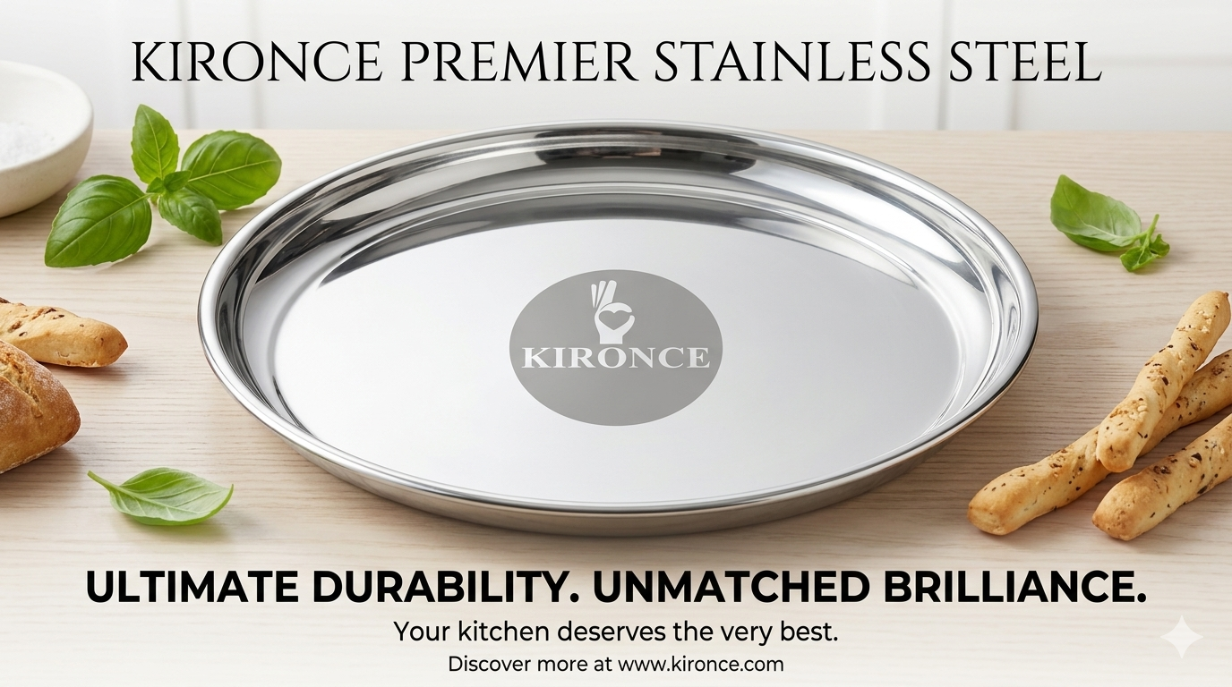 Mirror Finish Premium Stainless Steel Dinner Plate Set of 4