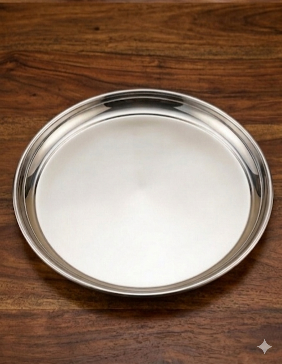 Mirror Finish Premium Stainless Steel Dinner Plate Set of 4