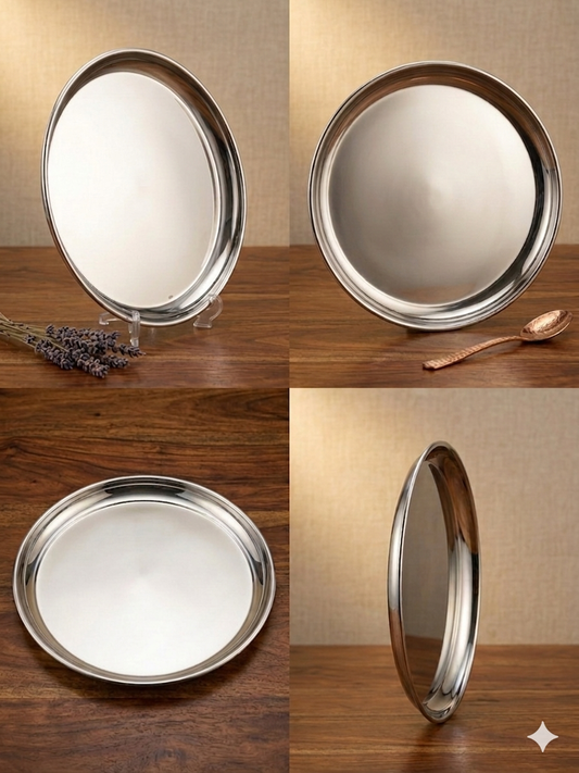 Mirror Finish Premium Stainless Steel Dinner Plate Set of 4