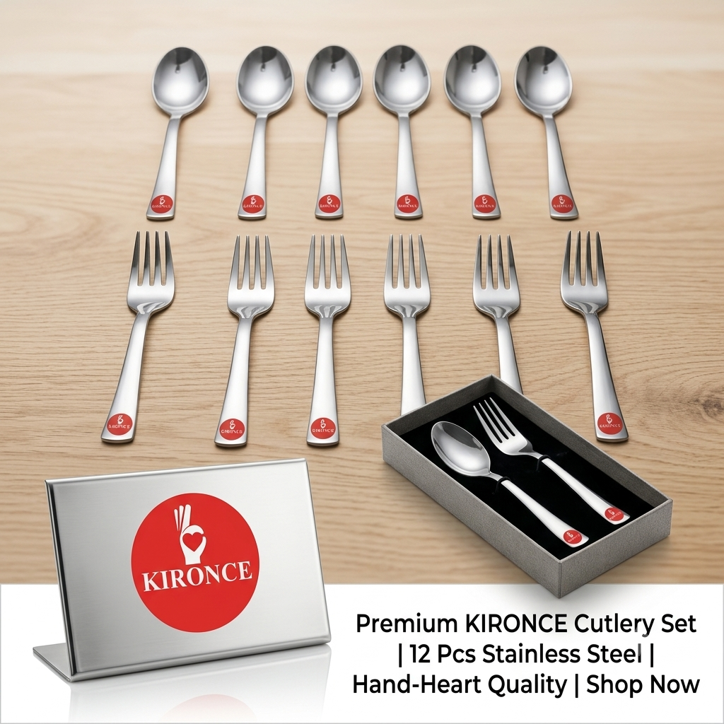 KIRONCE premium Dinner Set Pack of 48 Stainless Steel Dinner Set (Steel)