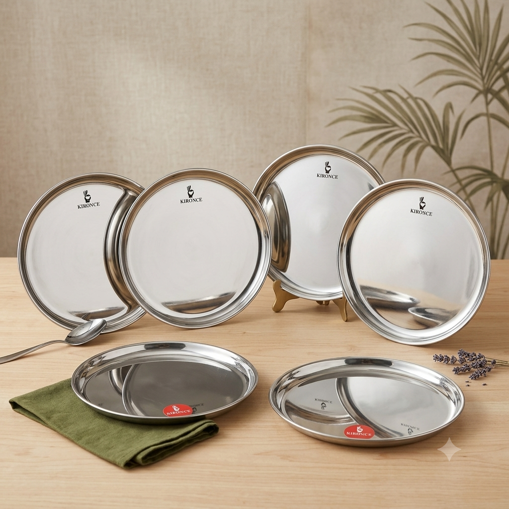 KIRONCE premium Dinner Set Pack of 48 Stainless Steel Dinner Set (Steel)