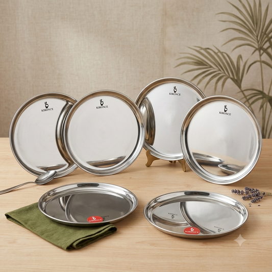 KIRONCE premium Dinner Set Pack of 48 Stainless Steel Dinner Set (Steel)
