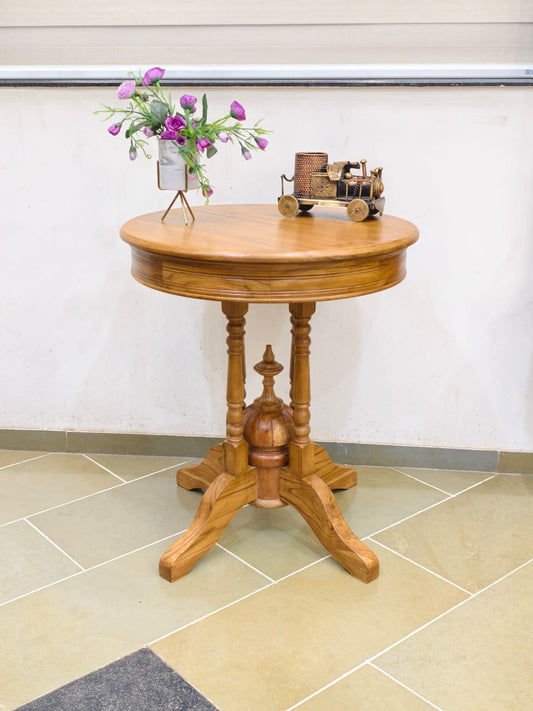 Elegant Round Wooden Pedestal Side Table