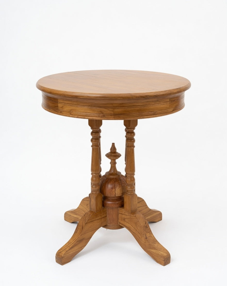 Elegant Round Wooden Pedestal Side Table